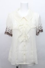 画像1: axes femme / 袖薔薇刺繍ブラウス  キナリ S-26-05-12-009-AX-BL-HR-ZS (1)
