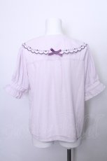 画像2: axes femme POETIQUE / ブーケ刺繍スカラップ襟ブラウス  ラベンダー S-26-05-12-021-AX-BL-AS-ZS (2)