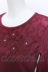 画像3: axes femme / ドロストスリーブテレコカットソー  ワイン S-26-05-12-022-AX-TO-HR-ZS (3)