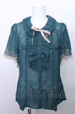 画像1: axes femme / 袖薔薇刺繍ブラウス  グリーン S-26-05-12-025-AX-BL-HR-ZS (1)