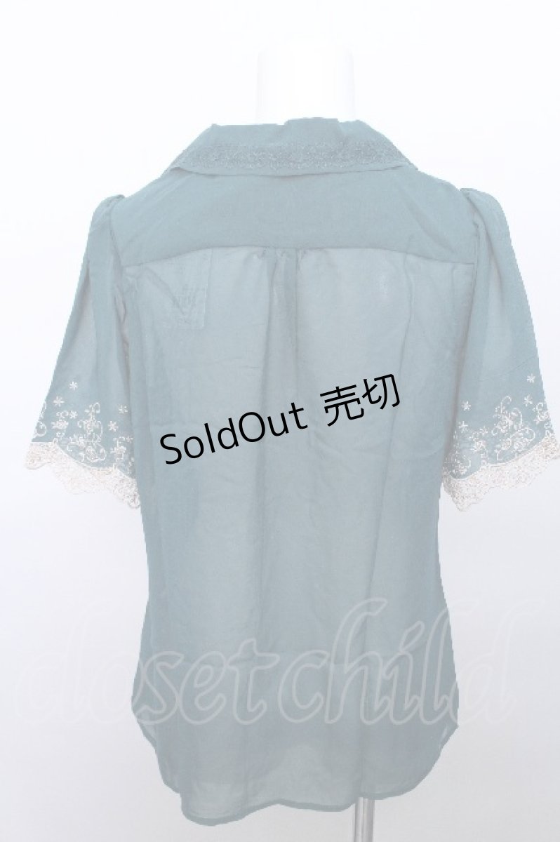 画像2: axes femme / 袖薔薇刺繍ブラウス  グリーン S-26-05-12-025-AX-BL-HR-ZS (2)