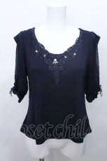 画像1: axes femme / 袖シフォンプルオーバー  紺 S-26-05-12-027-AX-TO-HR-ZS (1)