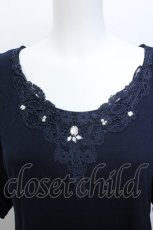 画像3: axes femme / 袖シフォンプルオーバー  紺 S-26-05-12-027-AX-TO-HR-ZS (3)