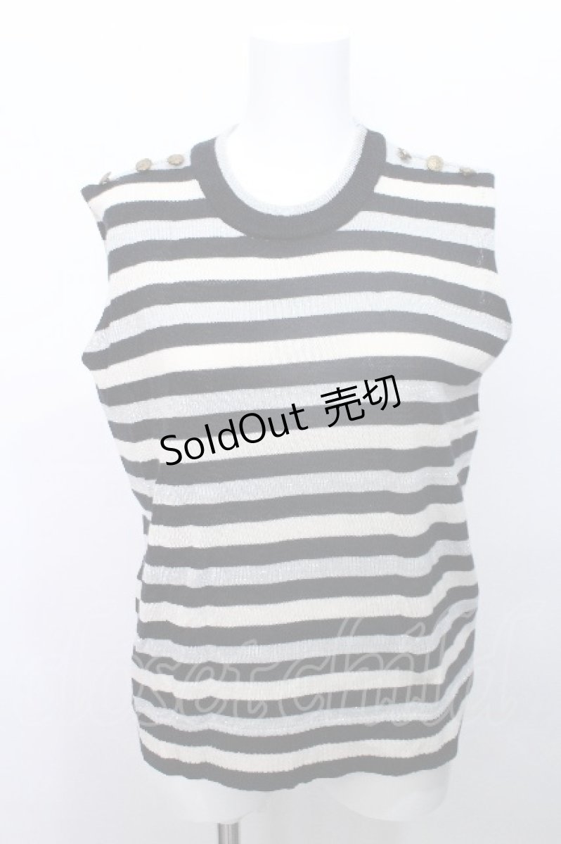 画像1: axes femme / ボーダーノースリーブニット  黒×白 S-26-05-12-029-AX-TO-HR-ZS (1)