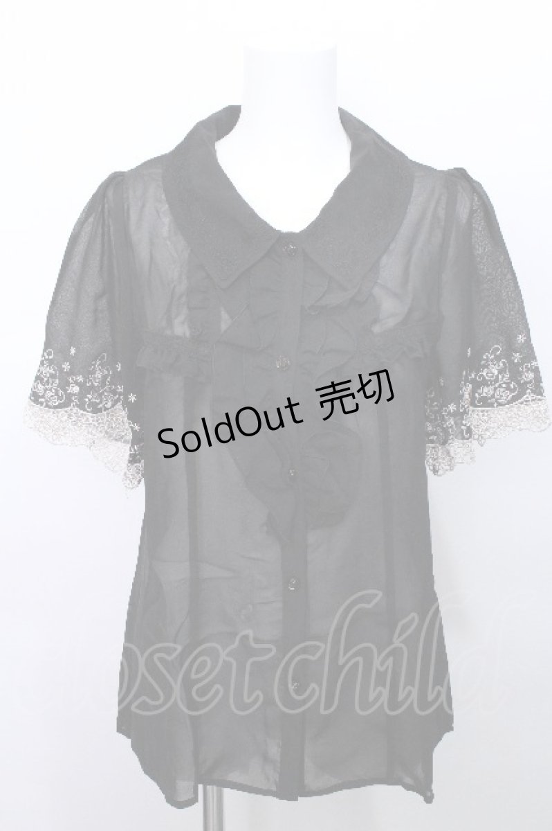 画像1: axes femme / 袖薔薇刺繍ブラウス  黒 S-26-05-12-031-AX-BL-HR-ZS (1)