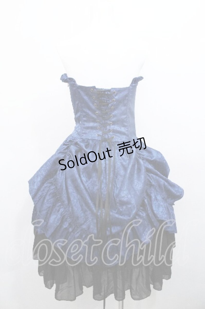 画像2: ATELIER PIERROT / Bustle Corset Dress[Rose Jacquard]  青 S-26-05-13-049-EL-OP-AS-ZS (2)