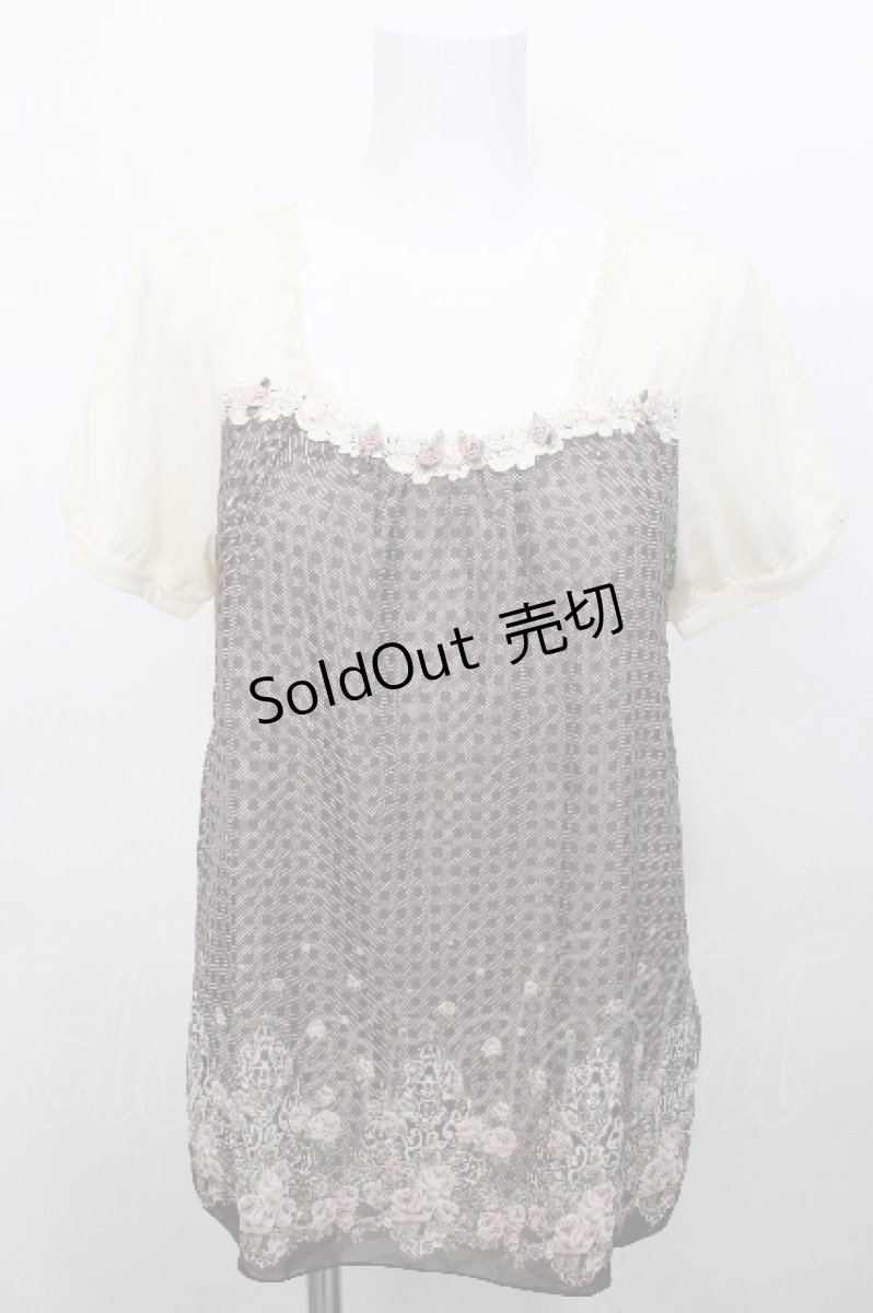 画像1: axes femme / バラ×チェックトップス  ベージュ S-26-05-13-010-AX-TO-HR-ZS (1)