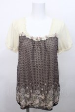 画像1: axes femme / バラ×チェックトップス  ベージュ S-26-05-13-010-AX-TO-HR-ZS (1)