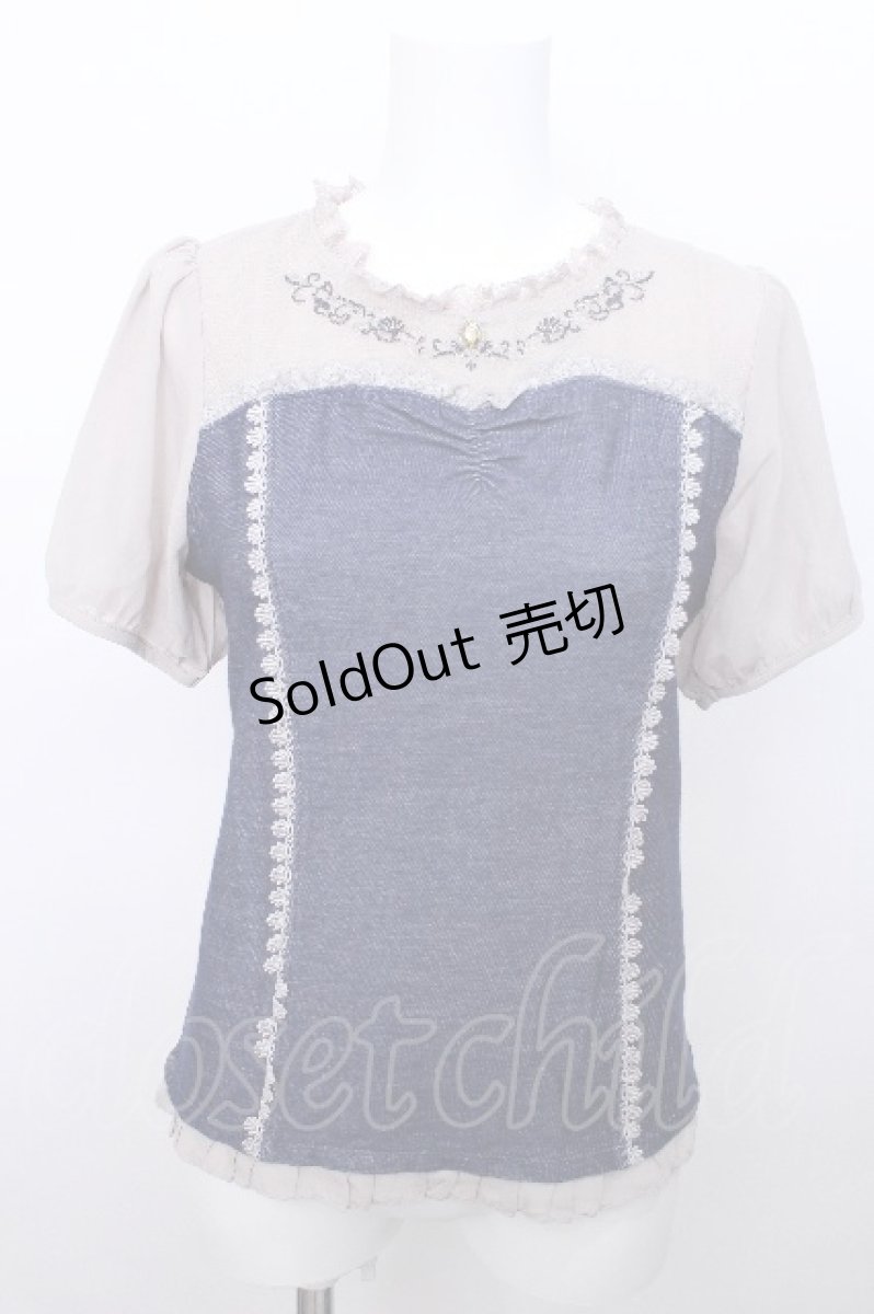 画像1: axes femme / マリン刺繍ビスチェ切替プルオーバー  紺 S-26-05-13-015-AX-TO-HR-ZS (1)