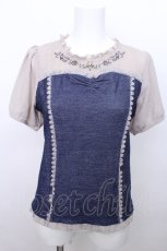 画像1: axes femme / マリン刺繍ビスチェ切替プルオーバー  紺 S-26-05-13-015-AX-TO-HR-ZS (1)