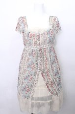 画像1: axes femme / バラプリントシフォンワンピース  ベージュｘサックス S-26-05-13-025-AX-BL-HR-ZS (1)