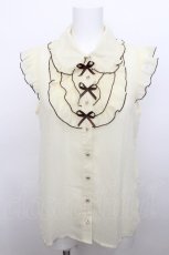 画像1: axes femme POETIQUE / パイピングフリルリボンブラウス  イエロー S-26-05-13-004-AX-BL-HR-ZS (1)