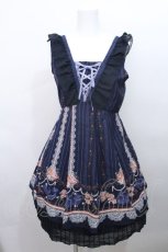 画像1: axes femme / ストライプパリメルヘン柄ワンピース  紺 S-26-05-13-030-AX-OP-HR-ZS (1)
