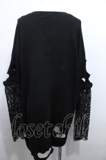 画像2: Ank Rouge / オーガンジー衿つきロゴプリントダメージビッグTシャツ  黒 S-26-05-14-051-CA-TS-HR-ZS (2)
