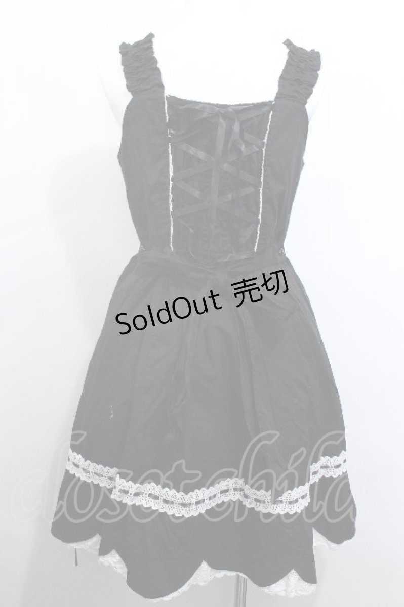 画像2: BABY,THE STARS SHINE BRIGHT / 裾スカラップジャンパースカート  黒ｘ白 S-26-05-14-059-BA-SK-HR-ZS (2)