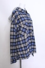 画像2: TRAVAS TOKYO / エンブレム刺繍入りフード付きチェックシャツ  ブルー S-26-05-15-024-PU-BL-HR-ZS (2)