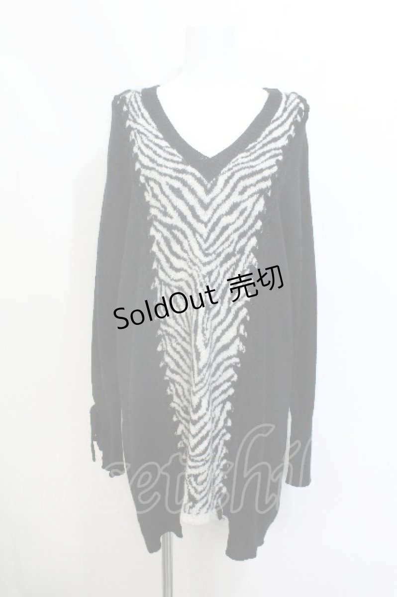 画像1: HYSTERIC GLAMOUR / ゼブラロングニット  黒ｘ白 S-26-05-15-020-PU-TS-HR-ZS (1)