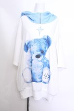 画像1: TRAVAS TOKYO / ハーフZIPクマ半袖プルオーバーパーカー  白ｘサックス S-26-05-15-021-PU-TO-HR-ZS (1)