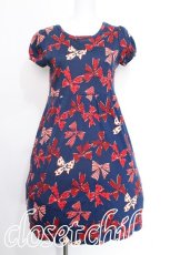 画像1: Jane Marple / Ribbons go aroundワンピース  紺ｘ赤 S-26-05-17-027-JM-OP-HR-ZS (1)
