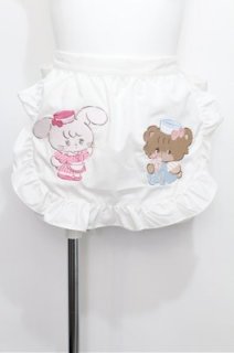 axes femme kawaii / mikkoコラボ刺繍エプロン 白 S-26-05-17-1001-AX