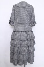 画像2: alcali / コットンギンガム前開きワンピース  黒ｘ白 S-26-05-17-1033-LO-OP-AS-ZS (2)