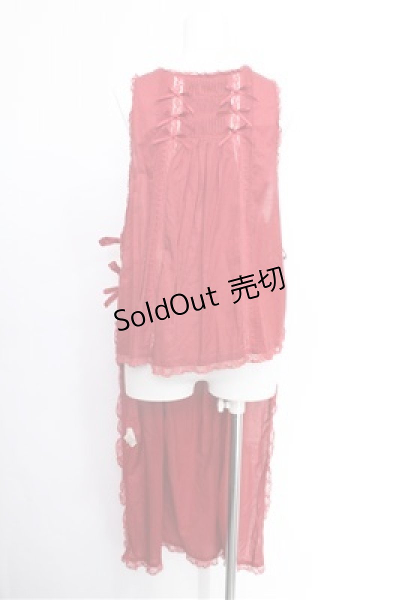 画像3: PINK HOUSE / リボンピンタックタブリエ  赤 S-26-05-17-1007-LO-OP-SA-ZS (3)