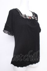 画像3: axes femme / 巻き薔薇リボン半袖カットソー  黒 S-26-05-18-028-AX-TO-AS-ZS (3)