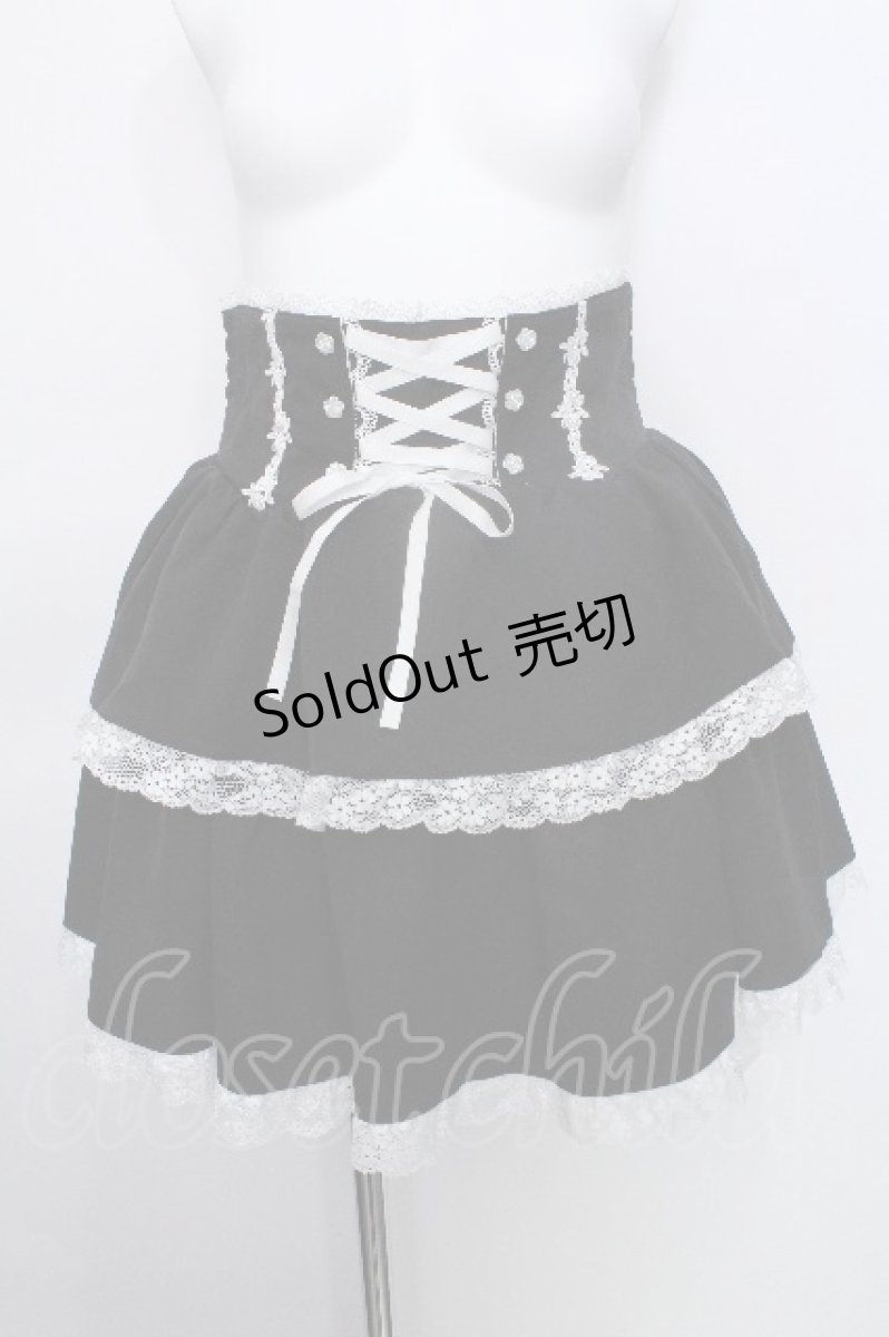画像1: DearMyLove / バラレースフリルレースアップティアードスカート  黒 S-26-05-18-054-GO-SK-AS-ZS (1)