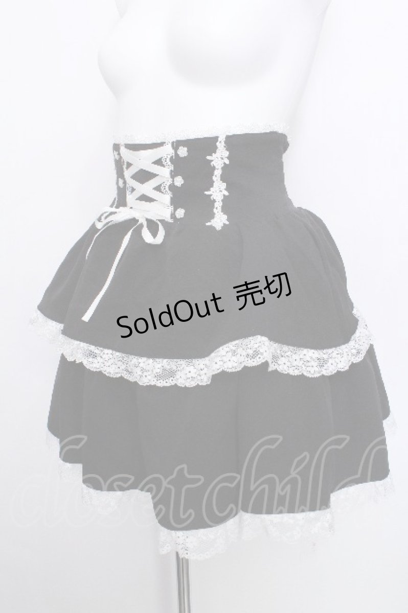 画像3: DearMyLove / バラレースフリルレースアップティアードスカート  黒 S-26-05-18-054-GO-SK-AS-ZS (3)