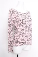 画像3: LOVER'S ROCK / プリント長袖カットソー  黒ｘピンク S-26-05-18-008-PU-TO-HR-ZS (3)