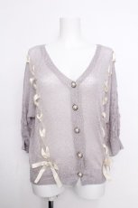 画像1: axes femme / レースアップサマーニットカーディガン  グレー S-26-05-18-011-AX-TO-AS-ZS (1)