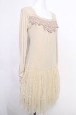 画像3: axes femme / スクエアレース&裾チュール重ね長袖ワンピース  オフ S-26-05-18-021-AX-OP-AS-ZS (3)
