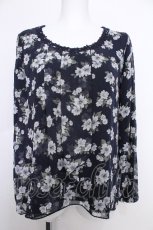 画像1: axes femme / シフォン花柄カットソー  紺 S-26-05-18-024-AX-TO-AS-ZS (1)