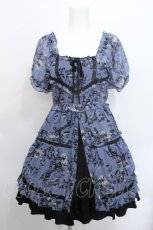 画像1: axes femme / バードケージ柄シフォンシャーリングワンピース  ブルー S-26-05-19-039-AX-OP-AS-ZS (1)
