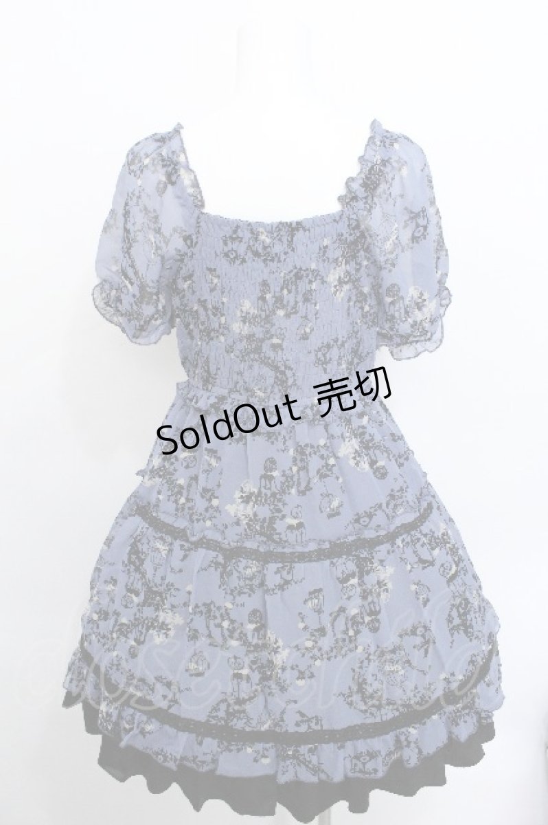 画像2: axes femme / バードケージ柄シフォンシャーリングワンピース  ブルー S-26-05-19-039-AX-OP-AS-ZS (2)