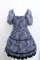 画像2: axes femme / バードケージ柄シフォンシャーリングワンピース  ブルー S-26-05-19-039-AX-OP-AS-ZS (2)