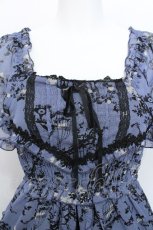画像3: axes femme / バードケージ柄シフォンシャーリングワンピース  ブルー S-26-05-19-039-AX-OP-AS-ZS (3)