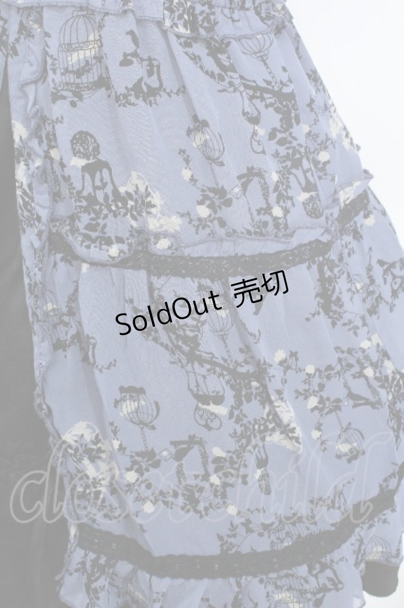 画像5: axes femme / バードケージ柄シフォンシャーリングワンピース  ブルー S-26-05-19-039-AX-OP-AS-ZS (5)