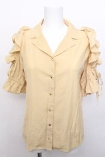 画像1: axes femme / レースアップフリル袖ブラウス  イエロー S-26-05-19-015-AX-BL-HR-ZS (1)