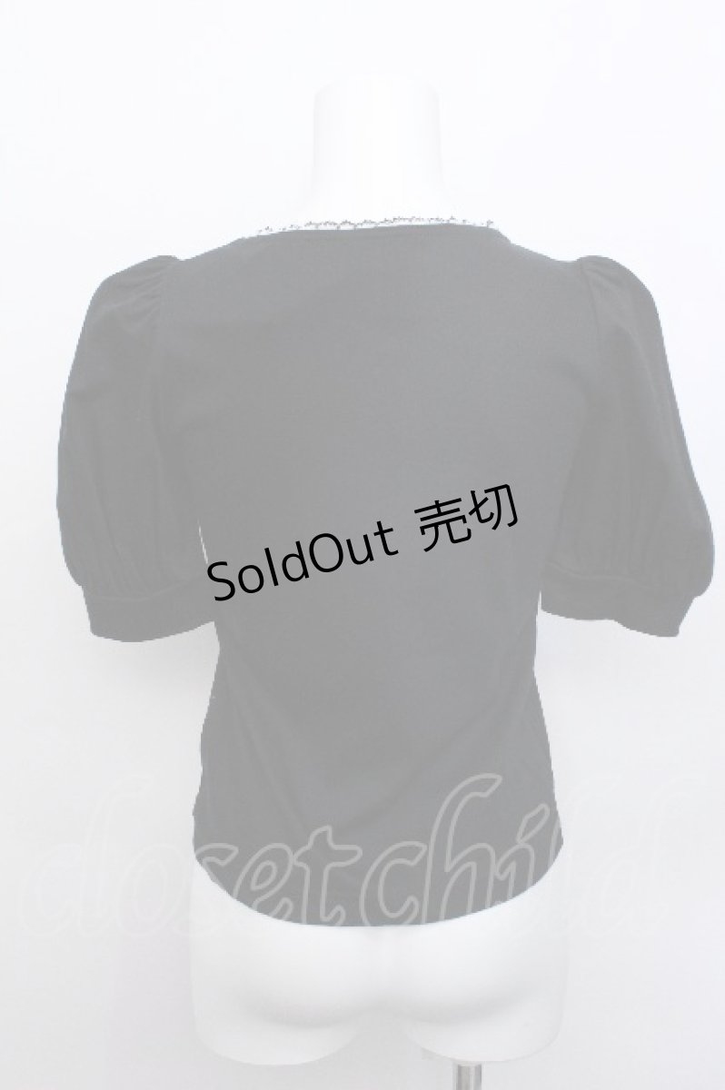 画像2: MILK / ロゴ刺繍パフ袖Tシャツ  黒 S-26-05-19-016-ML-TS-HR-ZS (2)