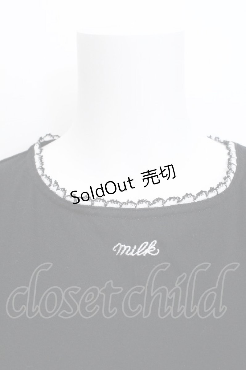 画像3: MILK / ロゴ刺繍パフ袖Tシャツ  黒 S-26-05-19-016-ML-TS-HR-ZS (3)