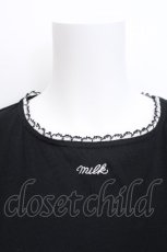 画像3: MILK / ロゴ刺繍パフ袖Tシャツ  黒 S-26-05-19-016-ML-TS-HR-ZS (3)
