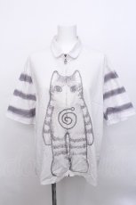 画像1: PUNK / 猫プリントZIPデザインシャツ  白 S-26-05-19-026-PU-BL-HR-ZS (1)