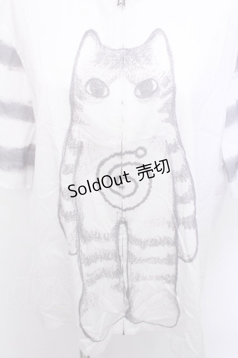 画像3: PUNK / 猫プリントZIPデザインシャツ  白 S-26-05-19-026-PU-BL-HR-ZS (3)