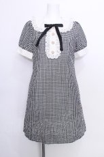画像1: Ank Rouge / ギンガムAラインパフワンピース  黒ｘ白 S-26-05-20-043-CA-PA-HR-ZS (1)