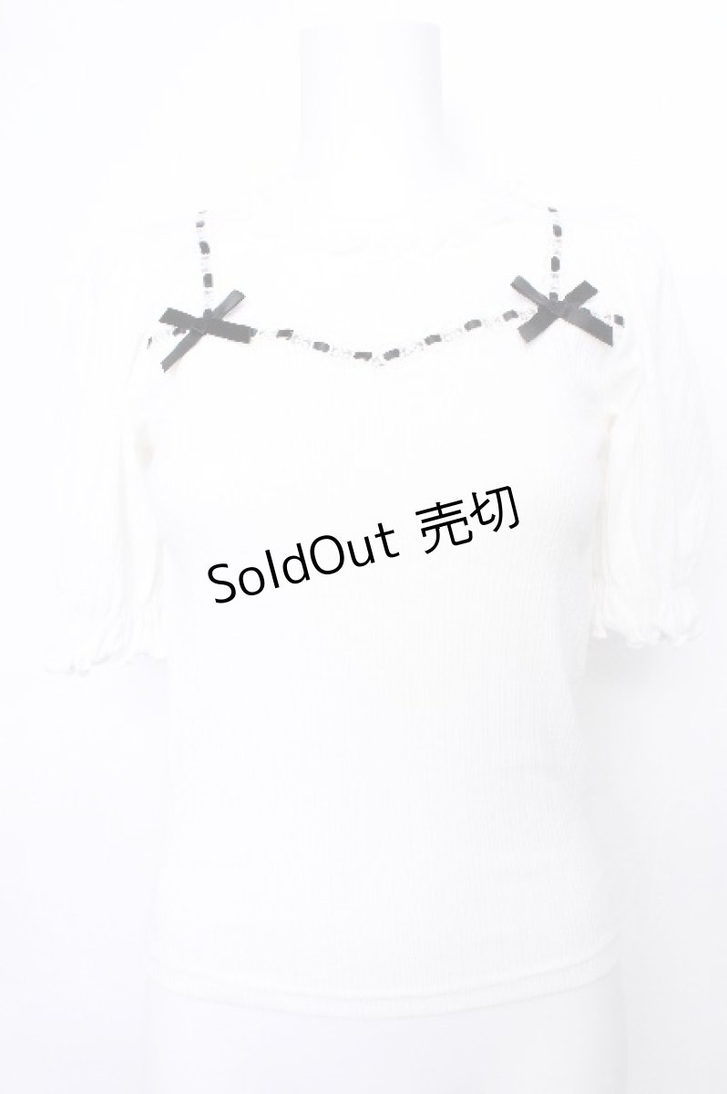 画像1: Ank Rouge / チュール切り替えテレコTシャツ  白 S-26-05-20-011-CA-TO-HR-ZS (1)