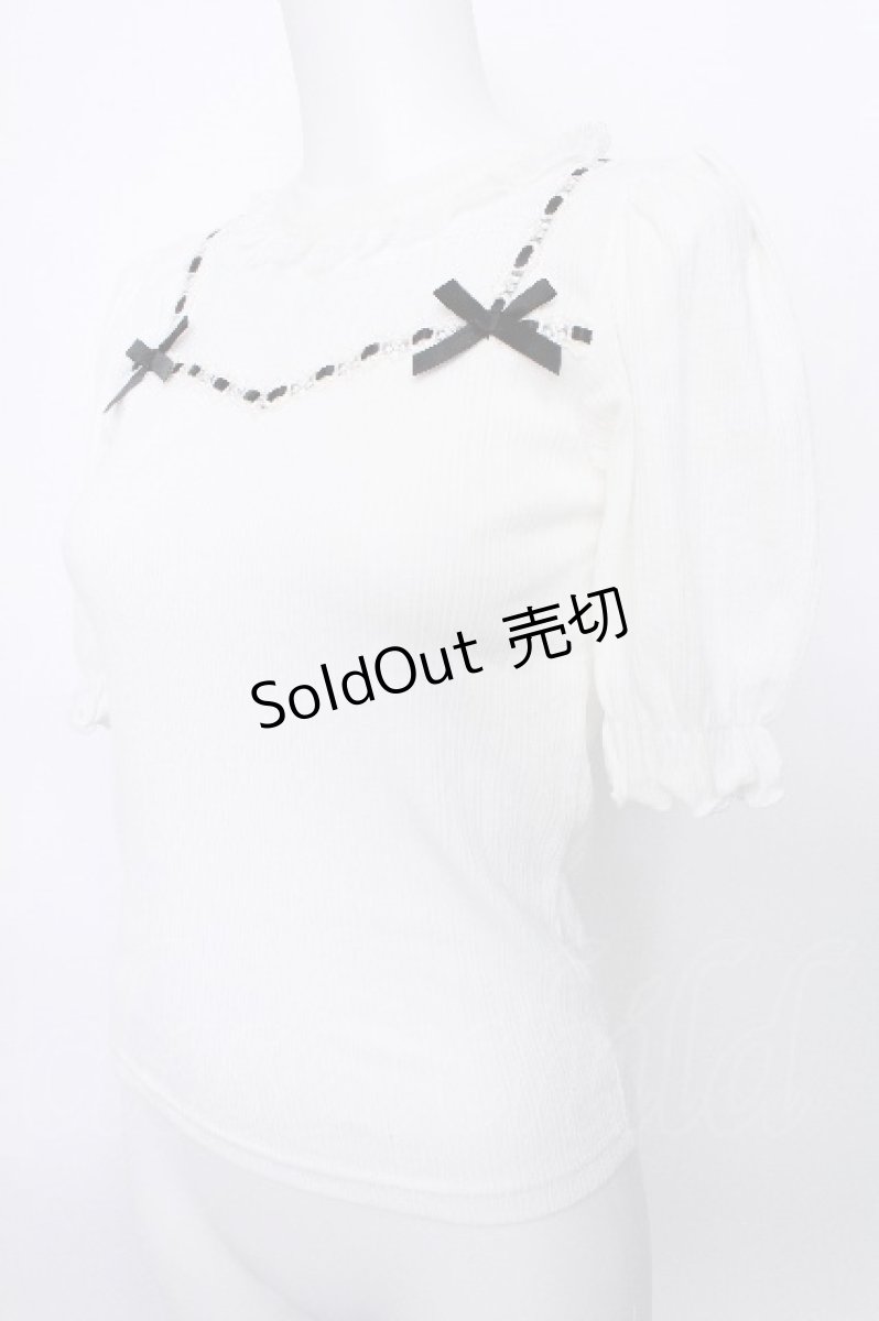 画像3: Ank Rouge / チュール切り替えテレコTシャツ  白 S-26-05-20-011-CA-TO-HR-ZS (3)