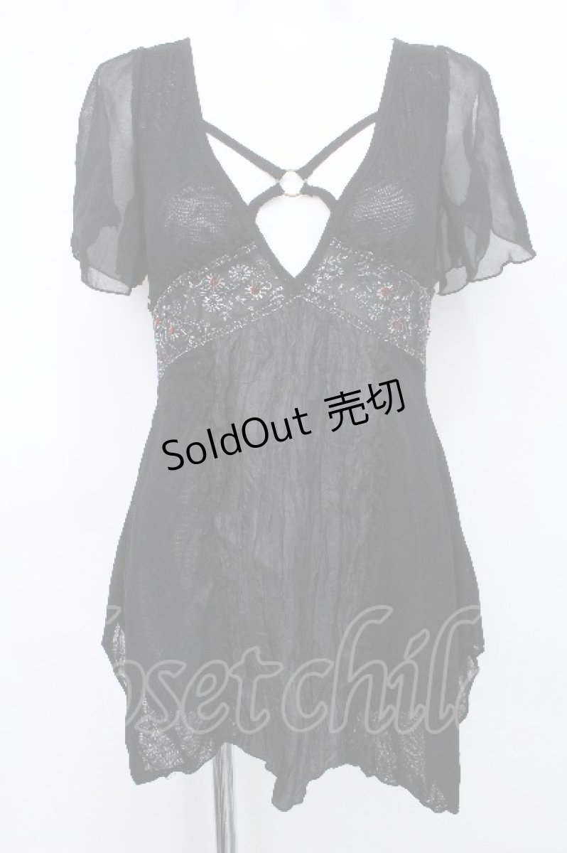画像1: Ozz On / ビーズ刺繍チュニック  黒 S-26-05-20-019-OO-TO-AS-ZS (1)