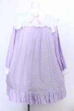 画像1: Nile Perch / ドット柄スクエアカラーカットワンピース  ラベンダー S-26-05-22-021-LO-OP-HR-ZS (1)