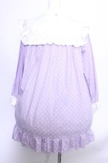 画像3: Nile Perch / ドット柄スクエアカラーカットワンピース  ラベンダー S-26-05-22-021-LO-OP-HR-ZS (3)